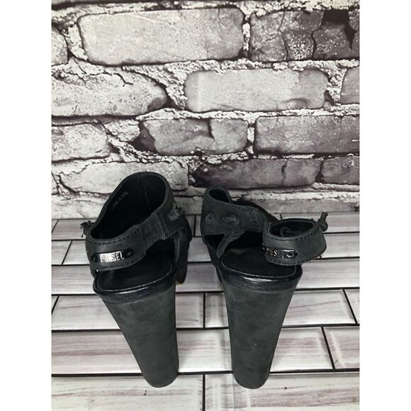 Diesel Kaboom Tulley Black Leather High Heel Platform Nubuck Sandals Women Sz 38 - Picture 7 of 16